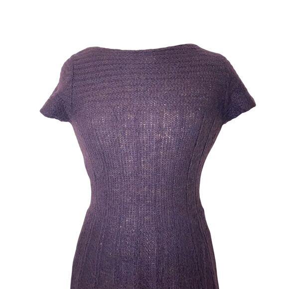 Stile Benetton Wool Alpaca Blend Short Sleeve Sweater Dress in Eggplant Size XS - Picture 2 of 12